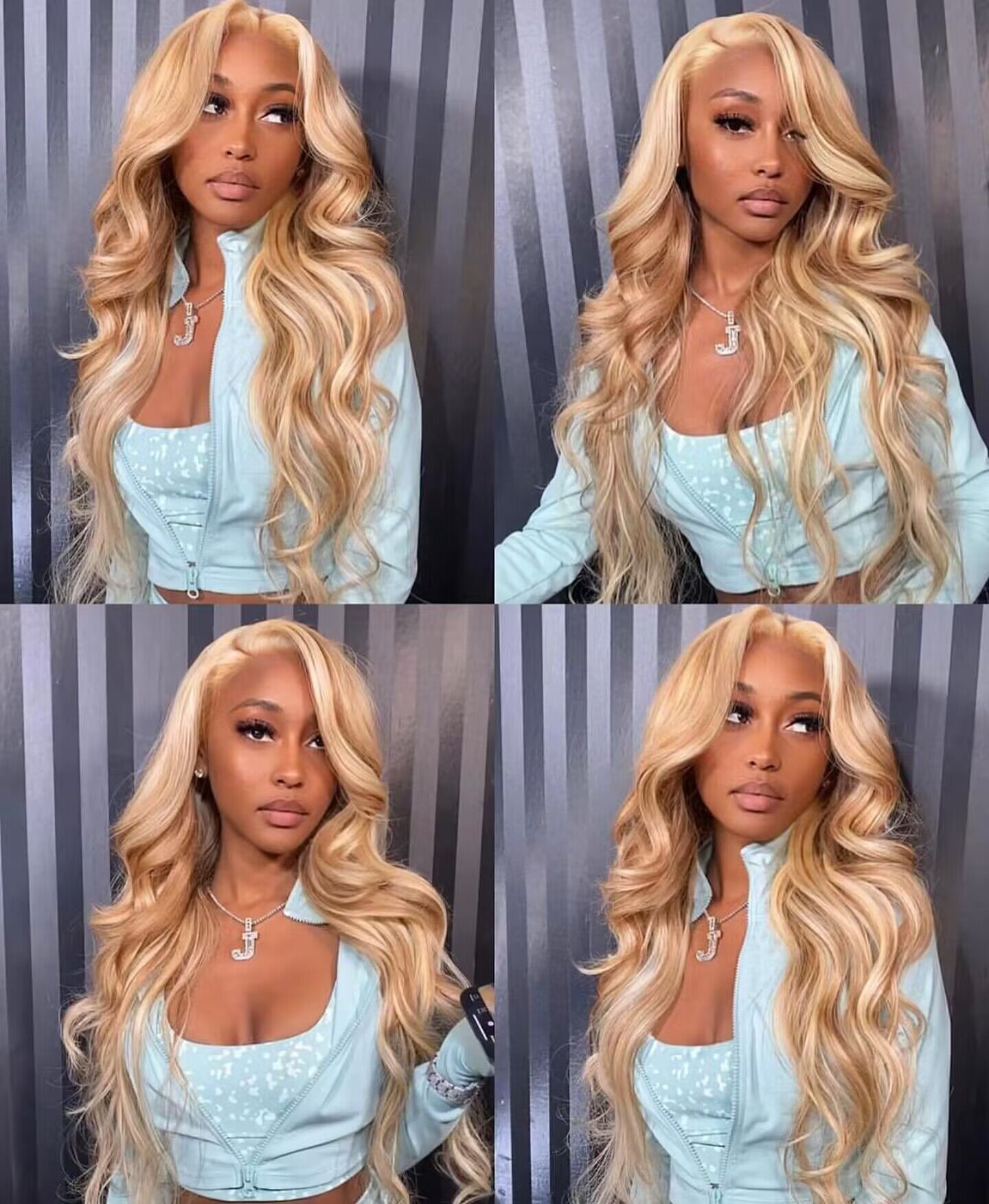 Stema Blonde Highlight #30/613 13x4 Transparent Lace Front Straight Body Wave Wig